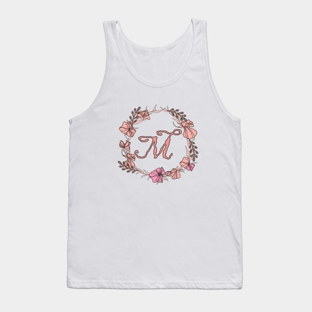 Letter M Rose Pink Initial Monogram - Letter m Tank Top by Tilila